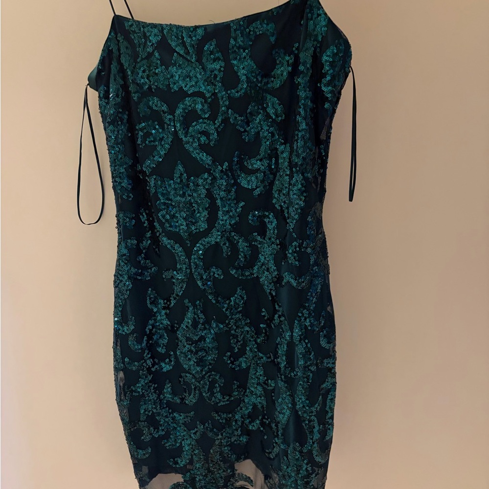 Windsor Teal thin strap Sequin Dress